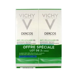 Vichy Dercos Shampoing Traitant Anti-Pelliculaire Cheveux Normaux à Gras Lot de 2 x 200 ml