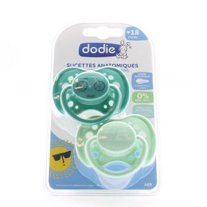 Dodie Sucettes Silicone Anatomique Parx2 A88-Bouclier Transparent +Bouton Blanc Imprime 18+Mois 2