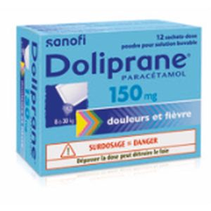 Doliprane 150 Mg (Paracetamol) Poudre Pour Solution Buvable En Sachet-Dose B/12