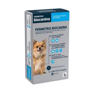 Permetrix Biocanina 200Mg/40Mg Sol Pr S-O Tres Petit Cn Jusqu A 4Kg Pipette 0,4 Ml 3