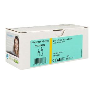 CONVEEN OPTIMA SANS LATEX 25MM Conveen® Optima - Boîte de 15 étuis péniens en polysiloxane - coques individuelles - diamètre 25 mm Référence: 220259