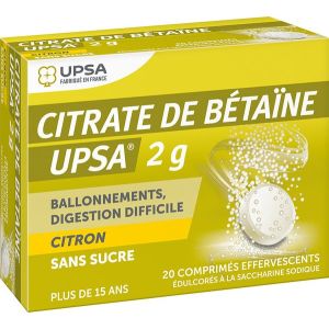 Citrate De Betaine Citron Upsa 2 G Sans Sucre Comprime Effervescent Edulcore A La Saccharine Sodique B/20