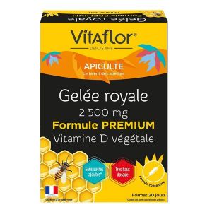 VITAFLOR Bio Gelée Royale 2500mg + Vitamine D2 Naturelle 20 Ampoules