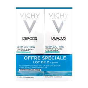 Vichy Dercos Ultra Apaisant Shampoing pour Cheveux Normaux à Gras Lot de 2 x 200 ml