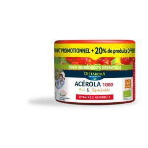 Dietaroma Acérola 1000 goût Cassis BIO +20% - pilulier 72 comprimés