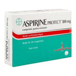 ASPIRINE PROTECT 100 mg (acide acetylsalicylique) comprimes gastro-resistants sous plaquette PVC/Aluminium B/30