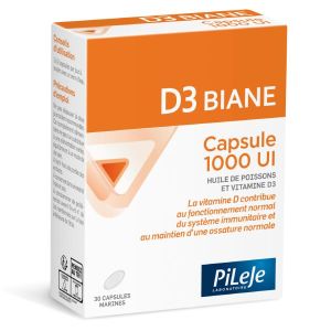 Pilège D3 Biane Capsule 1000 UI - Vitamine D - 30 capsules 30 capsules marines