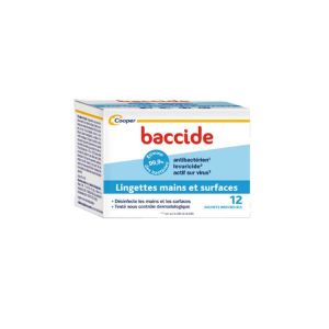 Baccide Lingettes mains et surfaces boîte de 12 sachets individuels