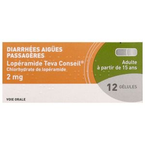 LOPERAMIDE TEVA CONSEIL 2 mg gélule B/12