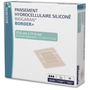 BIOGARAN BORDER PANSEMENT HYDROCELLULAIRE SILICONE 17,5 CM X 17,5 CM - REF M13848 BOITE 10