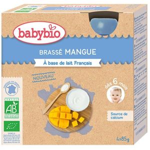 Babybio - Gourde Brassé Mangue BIO - 6 mois - 4 x 85 g