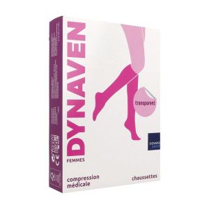 Dynaven Femme Transparent Classe 2 Chaussette Noir Large Normal 2