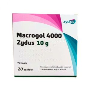 MACROGOL 4000 ZYDUS 4 g poudre pour solution buvable en sachet (Papier/Aluminium/PE) B/20