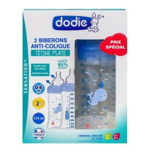 Dodie Biberon Triangulaire En Pp Tetine Plate Debit 2 Mer 270 Ml Bleu 2