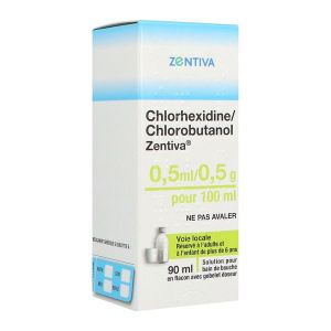 Chlorhexidine/Chlorobutanol Zentiva 0,5 Ml/0,5 G Pour 100 Ml Solution Pour Bain De Bouche 90 Ml En Flacon + Gobelet Doseur