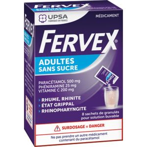 Fervex Adultes Sans Sucre Granules Pour Solution Buvable En Sachet B/8