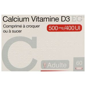 Calcium Vitamine D3 Eg 500 Mg/400 Ui Comprimes A Croquer Ou A Sucer B/60