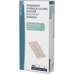 BIOGARAN BORDER PANSEMENT HYDROCELLULAIRE SILICONE 10 CM X 25 CM - REF M13850 BOITE 10*25