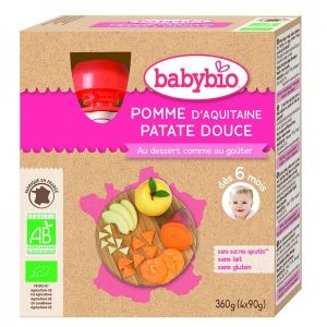 Babybio - Pomme d'Aquitaine et patate douce BIO - 6 mois - 4 x 90 g