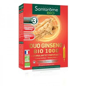 Santarome - Duo Ginseng 1000 BIO - 20 ampoules de 10 ml