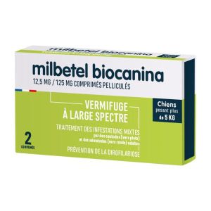 MILBETEL BIOCANINA 12,5MG/125MG COMPRIMES PELLICULES POUR CHIENS PLAQ TH-FORM 2