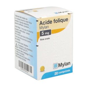 ACIDE FOLIQUE MYLAN 5 mg comprimés en flacon B/20