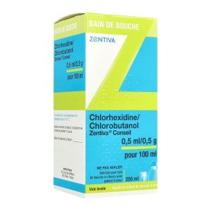 Chlorhexidine/Chlorobutanol Zentiva 0,5 Ml/0,5 G Pour 100 Ml Solution Pour Bain De Bouche En Flacon B/200