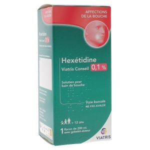 Hexetidine Viatris Conseil 0,1 % Solution Pour Bain De Bouche B/200