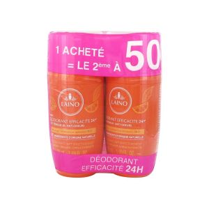 Laino Déodorant Efficacité 24H Extrait d'Agrumes Bio Lot de 2 x 50 ml