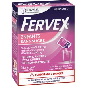 Fervex Enfants Sans Sucre Granules Pour Solution Buvable En Sachet B/8