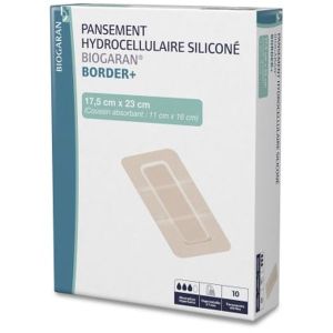 BIOGARAN BORDER PANSEMENT HYDROCELLULAIRE SILICONE 17,5 CM X 23 CM - REF M13849 BOITE 10