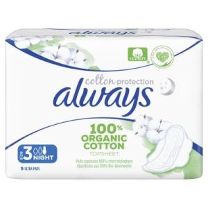 Always Protege Serviette Nuit Coton Bio Long+ 9