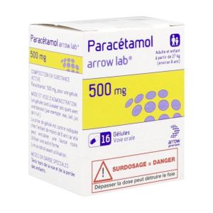 PARACETAMOL ARROW LAB 500 mg gelules en flacon B/16