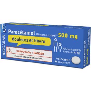 PARACETAMOL BIOGARAN CONSEIL 500 mg comprime B/16