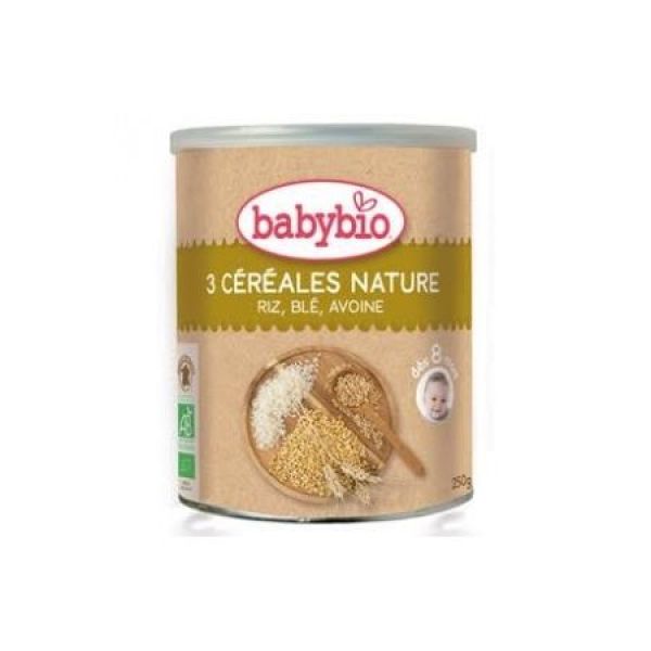 Babybio - Trois céréales nature BIO - dès 8 mois - 250 g