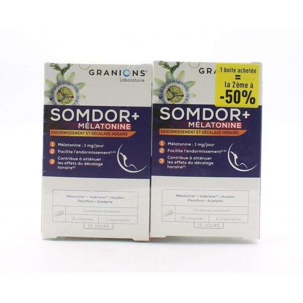 Granions Somdor+ Mélatonine Lot de 2 x 15 Comprimés