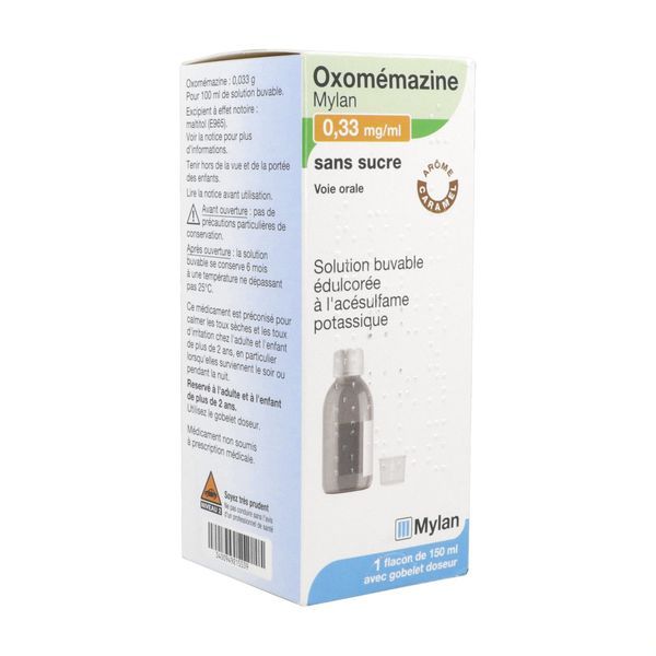 Oxomemazine Mylan 0,33 Mg/Ml Sans Sucre Solution Buvable Edulcoree A L'Acesulfame Potassique 150 Ml En Flacon Avec Gobelet Doseur