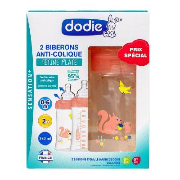 Dodie Biberon Triangulaire En Pp Tetine Plate Debit 2 Jardin 270 Ml Turquoise 2