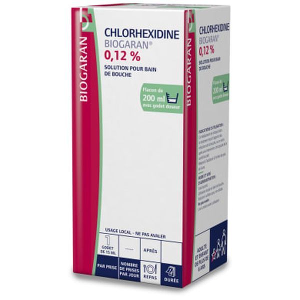 Chlorhexidine Biogaran 0,12% Solution Pour Bain De Bouche 200 Ml En Flacon