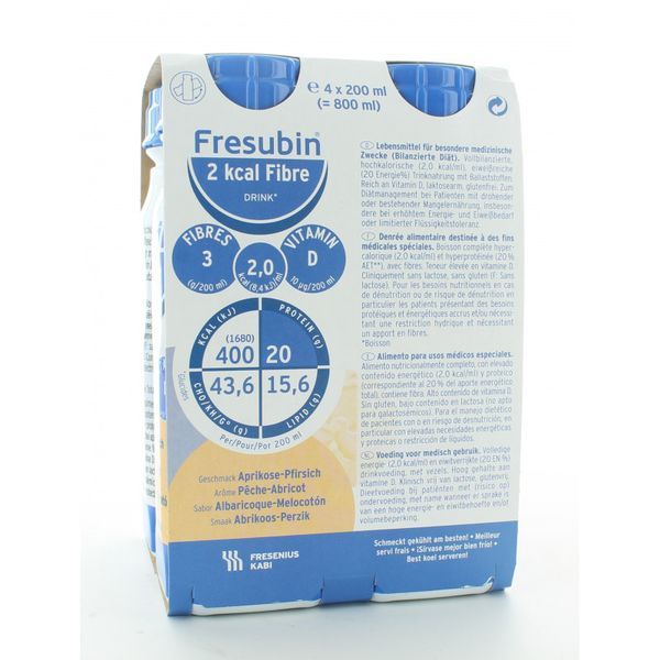 FRESUBIN 2 KCAL FIBRE DRINK (BOUTEILLE 200 ML) PECHE-ABRICOT X 4 UNITES