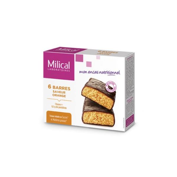 MILICAL HYPERPROTEINEE BARRE En-cas hyperprotidique et hypocalorique appauvri en glucides, chocolat 