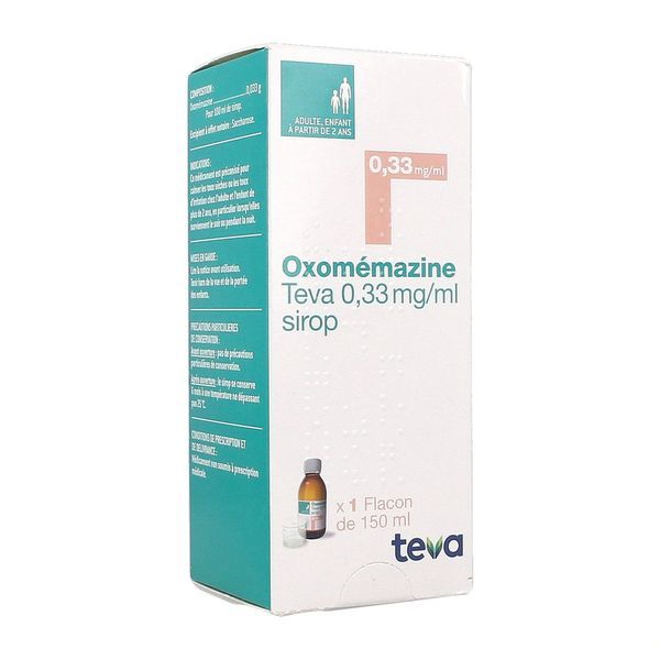 Oxomemazine Teva 0,33 Mg/Ml Sirop 150 Ml En Flacon Avec Gobelet Doseur