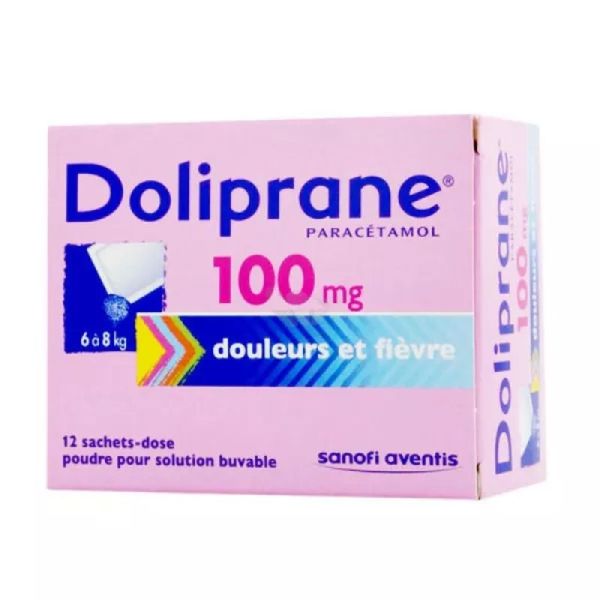 Doliprane 100 Mg (Paracetamol) Poudre Pour Solution Buvable En Sachet-Dose B/12