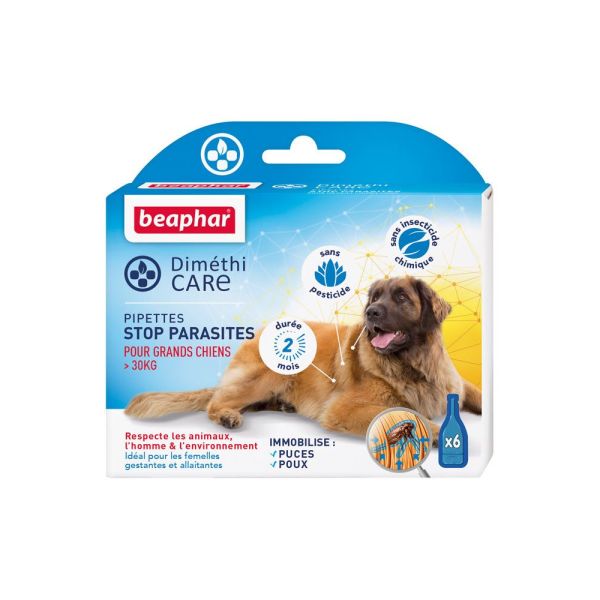 Dimethicare Stop Parasites Pour Grands Chiens (>30Kg) Au Dimethicone Solution Pipette 4,5 Ml 6