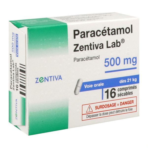 PARACETAMOL ZENTIVA LAB 500 mg comprimes secables B/16