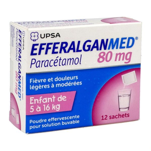 Efferalganmed 80 Mg (Paracetamol) Poudre Effervescente Pour Solution Buvable En Sachet B/12