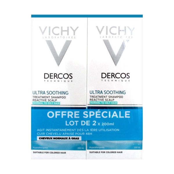 Vichy Dercos Ultra Apaisant Shampoing pour Cheveux Normaux à Gras Lot de 2 x 200 ml