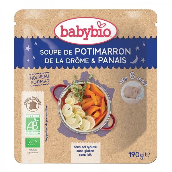 Babybio - Doypack Soupe potimarron panais BIO - dès 6 mois - 190 g