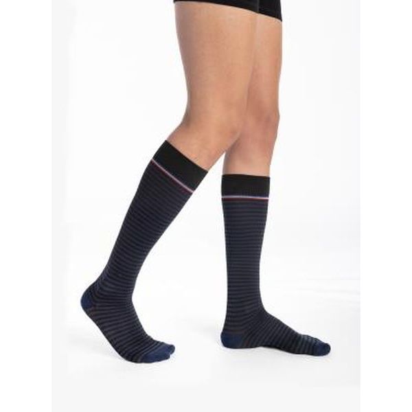 Sigvaris Chaussettes Hommes Classe 2 Sytles Motifs Marinieres Bleu/Blanc Large Normal 2