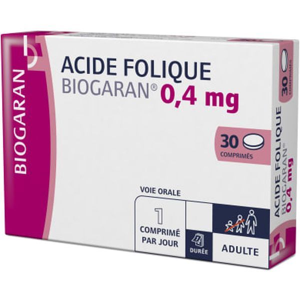 ACIDE FOLIQUE BIOGARAN 0,4 mg comprimes B/30